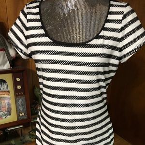 WHBM-Scoop Neck, Short Sleeved Fitted Blouse